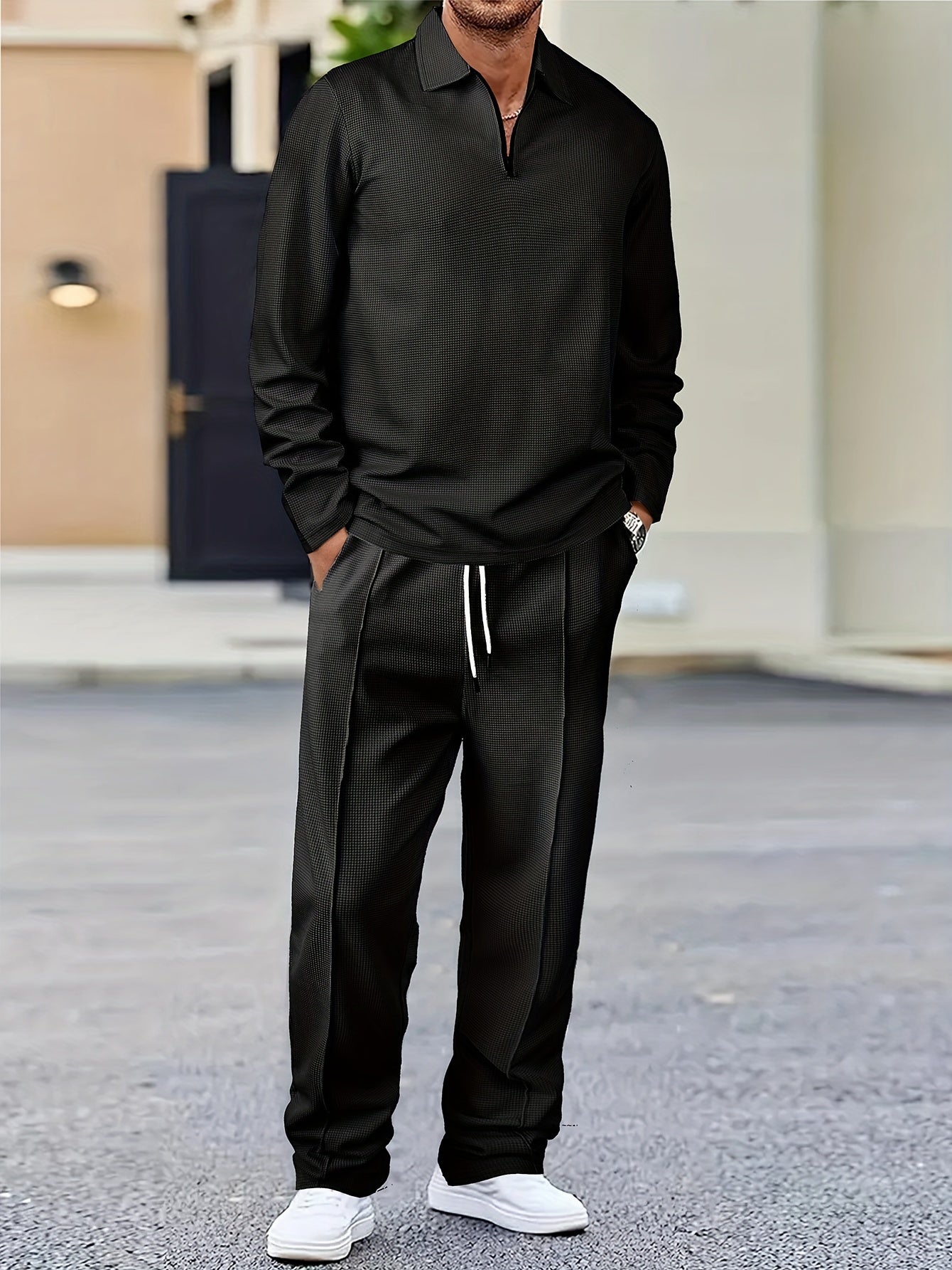 Men's Classic Half-zip Sweater with Drawstring Pants Tracksuit  | Perfect for All Seasons