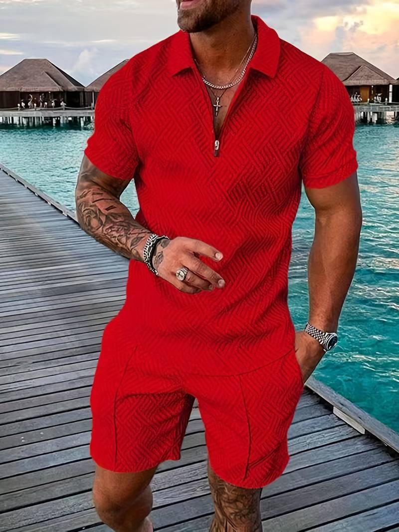 Variant image for Men's Casual Stylish Fabric Outfit with Coordinated Top and Trousers-17