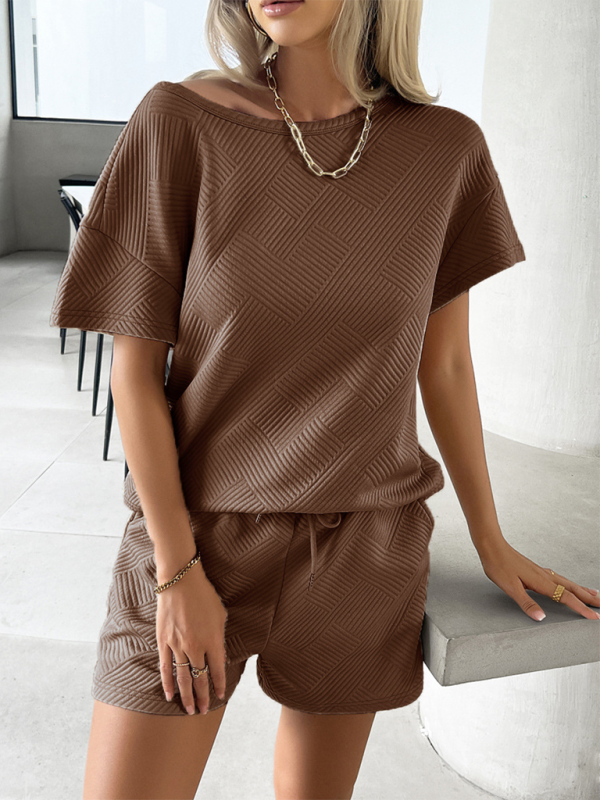 Variant image for Women's Casual Comfortable Polyester Two Piece Short Set with Drawstring-1