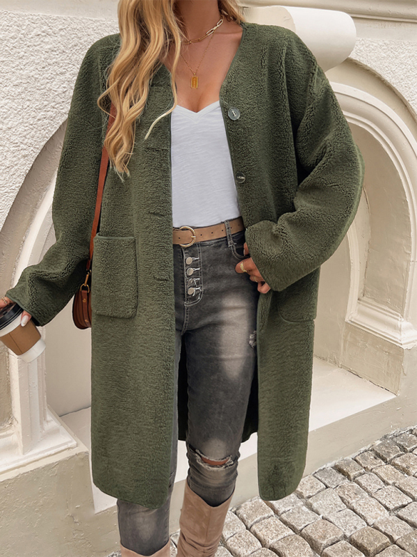 Variant image for Women's Elegant Knee-Length Cardigan with Pockets-2